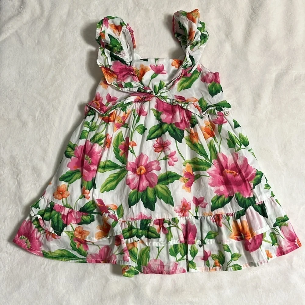 Janie and Jack Pink and Green Floral Dress - Picture 2 of 8